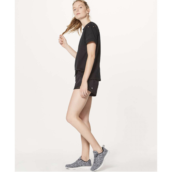 Lululemon Eyelet Short Sleeve Terry Sweatshirt Loose Fit Black 6 - Picture 5 of 10